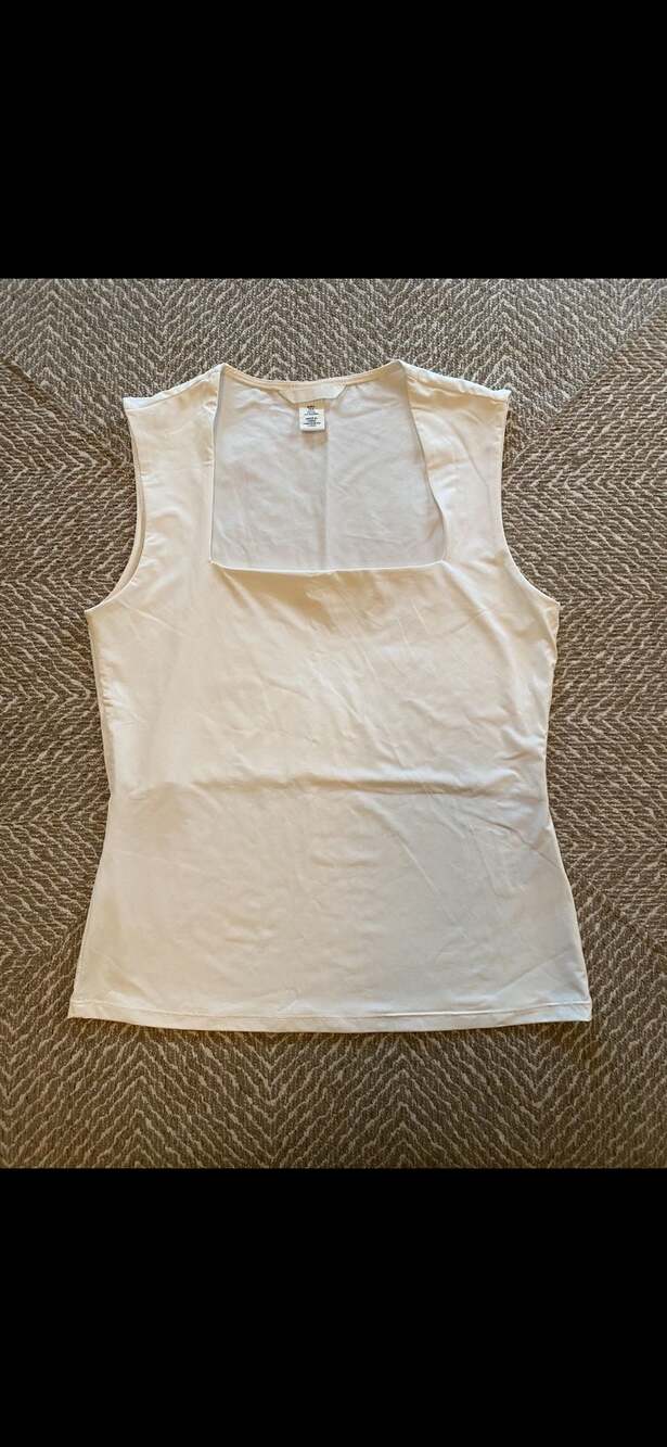 H&M White Square-Neck Jersey Tank Top Women’s Small S